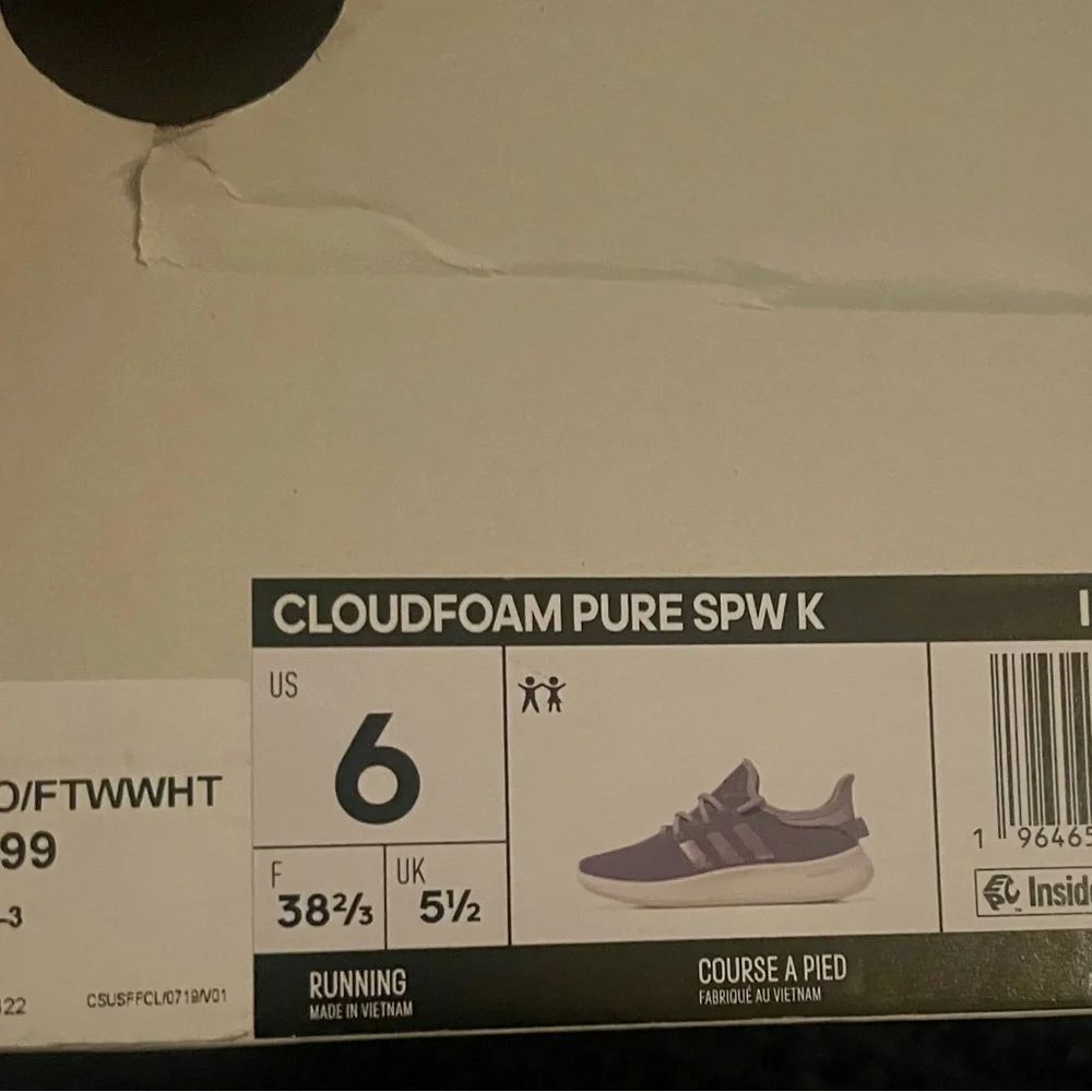 Adidas Kids Cloudfoam Sneakers - Light Purple, gray, shimmer logo, Kids size 6 - Picture 5 of 5